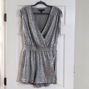 WHBM Silver Animal Print Romper, Size Medium